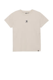 thumbnail: Beige jongens Daily7 T-shirt van katoen met backprint, korte mouwen, ronde hals en textuur