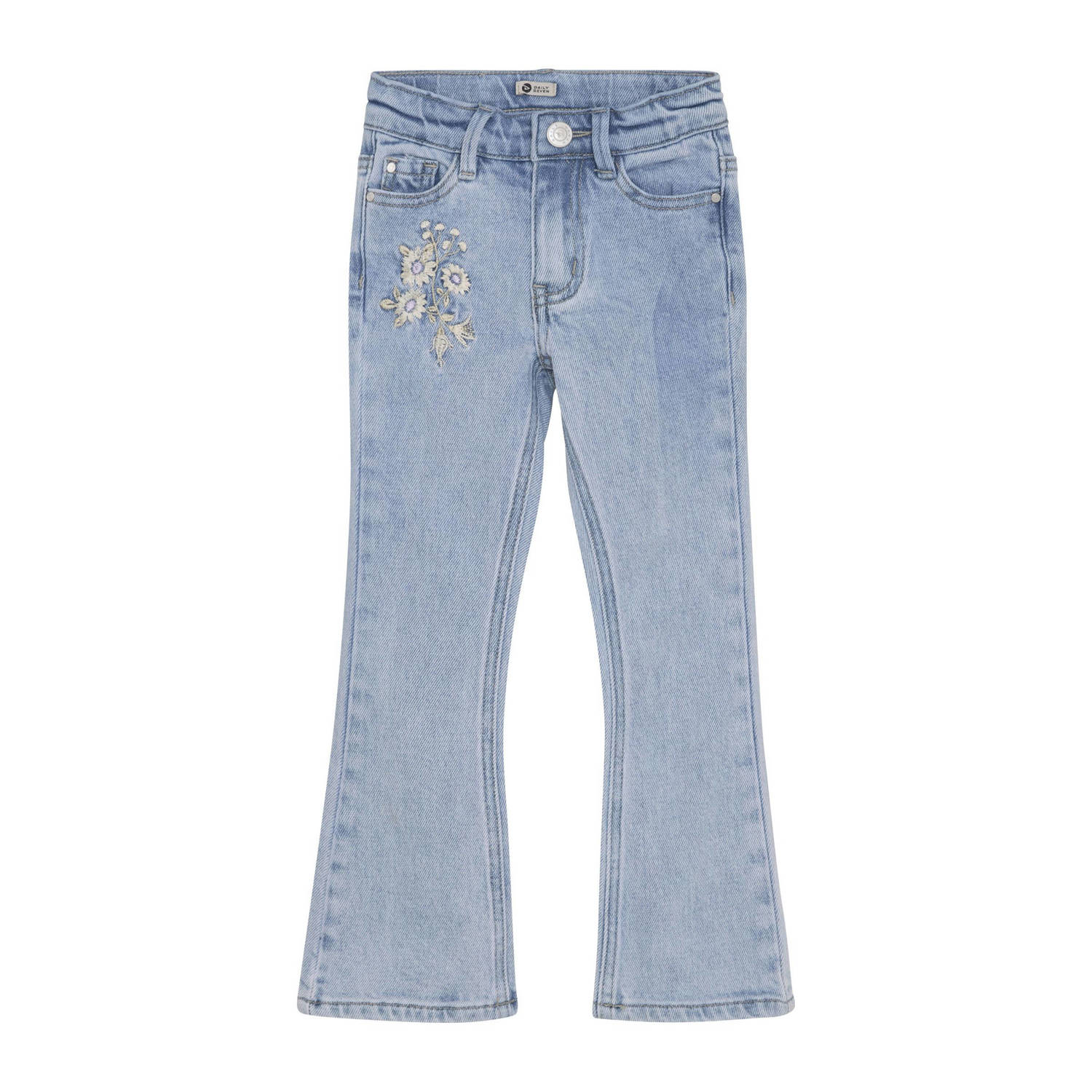 DAILY7 Meisjes Jeans 2400 Flared Fit Embroderie Lichtblauw