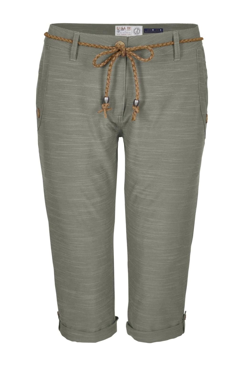 Olijfgroene dames G.I.G.A. DX broek van katoen met regular waist en rits- en knoopsluiting