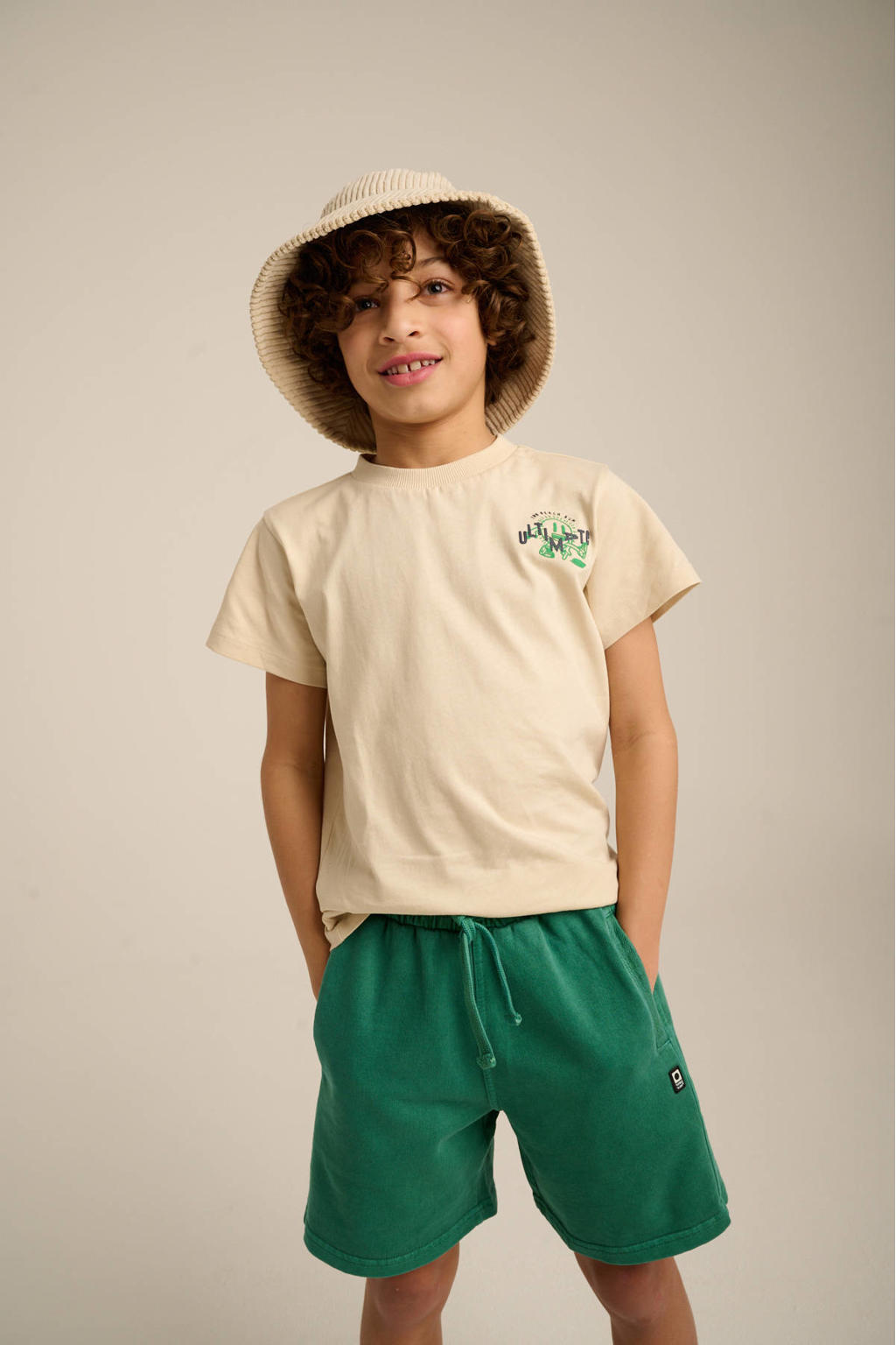 Groene jongens Tumble 'n Dry sweatshort met elastische tailleband met koord