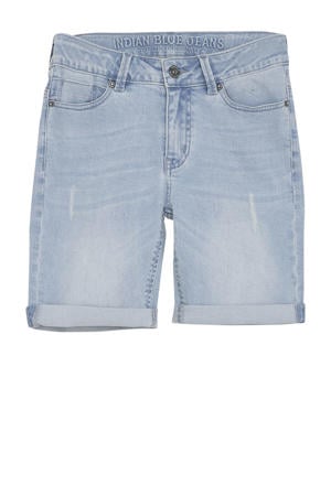 slim denim short light blue denim
