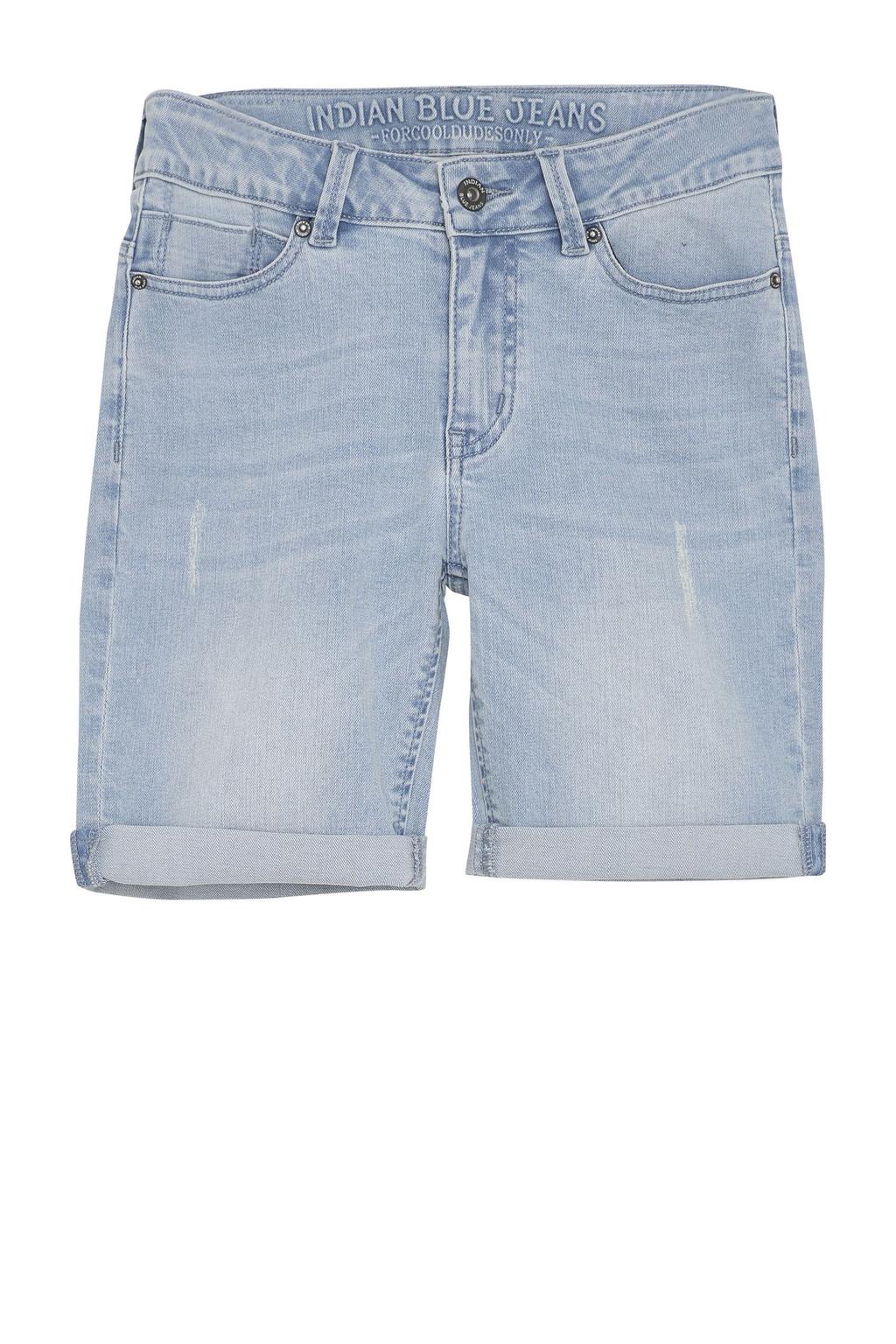 Light blue denim jongens Indian Blue Jeans slim short met regular waist en effen