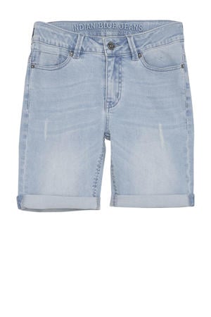 slim denim short light blue denim