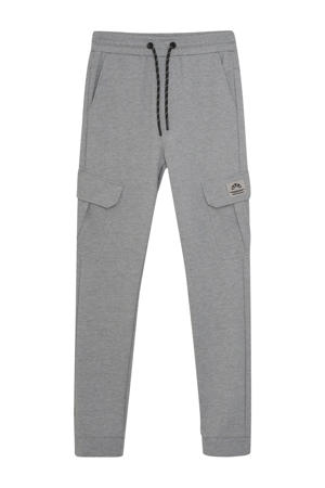 slim cargo broek grijs melange