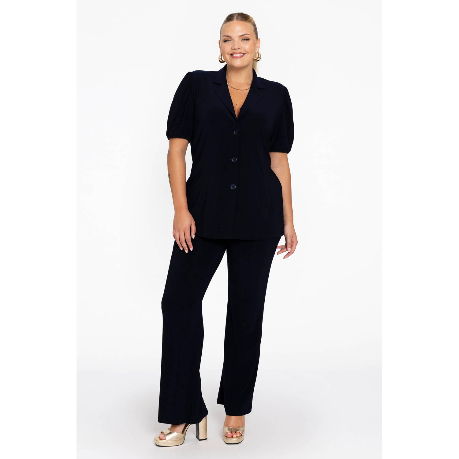 YOEK regular blazer donkerblauw