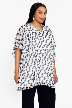 oversized gestreepte tuniek Plus Size - beige