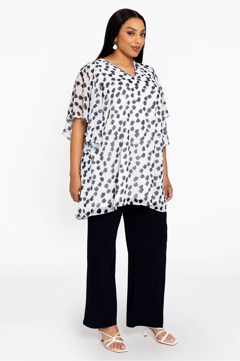 YOEK oversized gestreepte tuniek Plus Size - beige