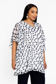 thumbnail: YOEK oversized gestreepte tuniek Plus Size - beige