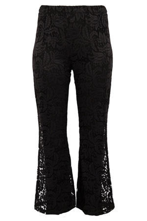 kanten straight high waist broek zwart