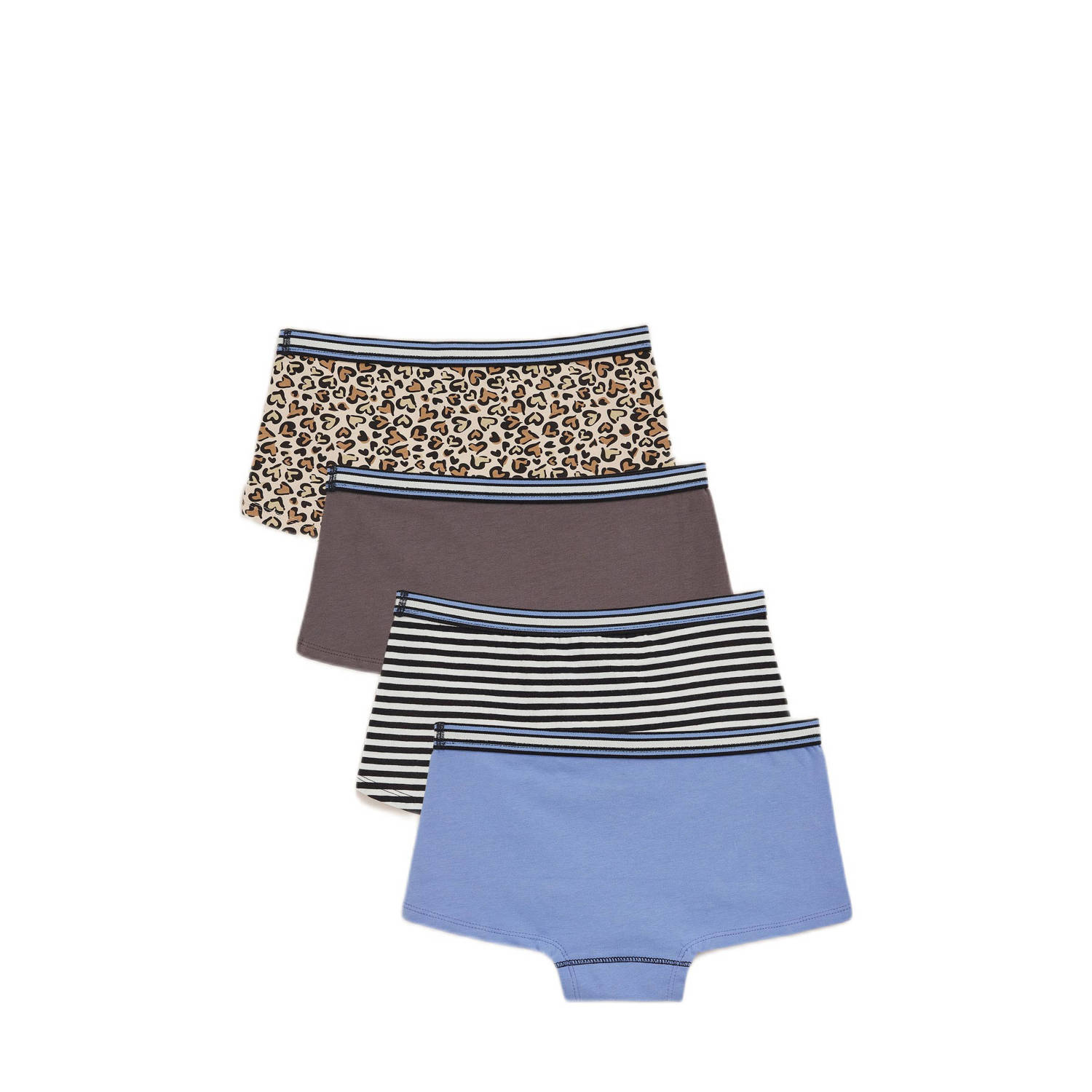 WE Fashion hipsters set van 4 lichtblauw bruin