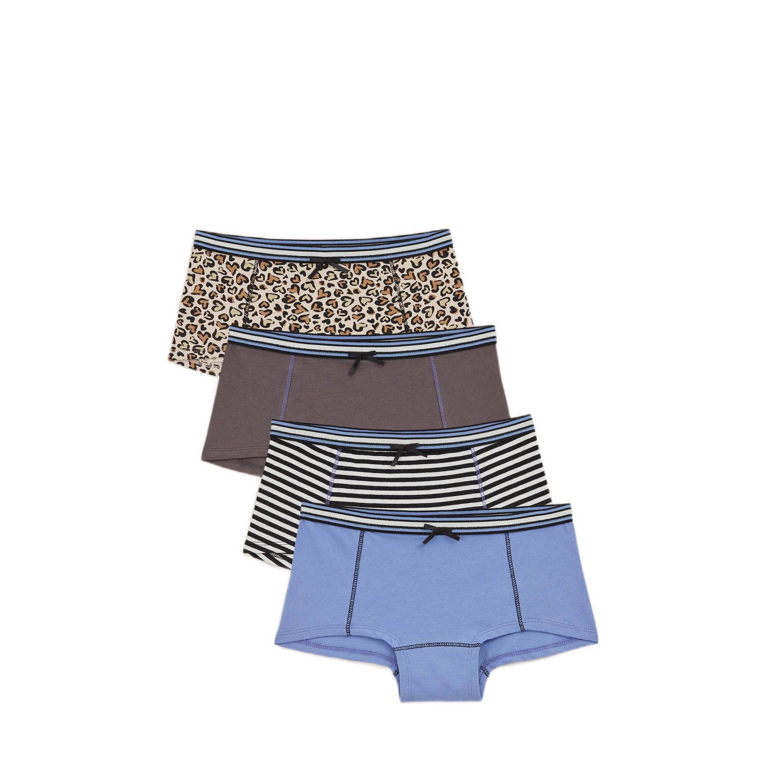 WE Fashion hipsters set van 4 lichtblauw bruin