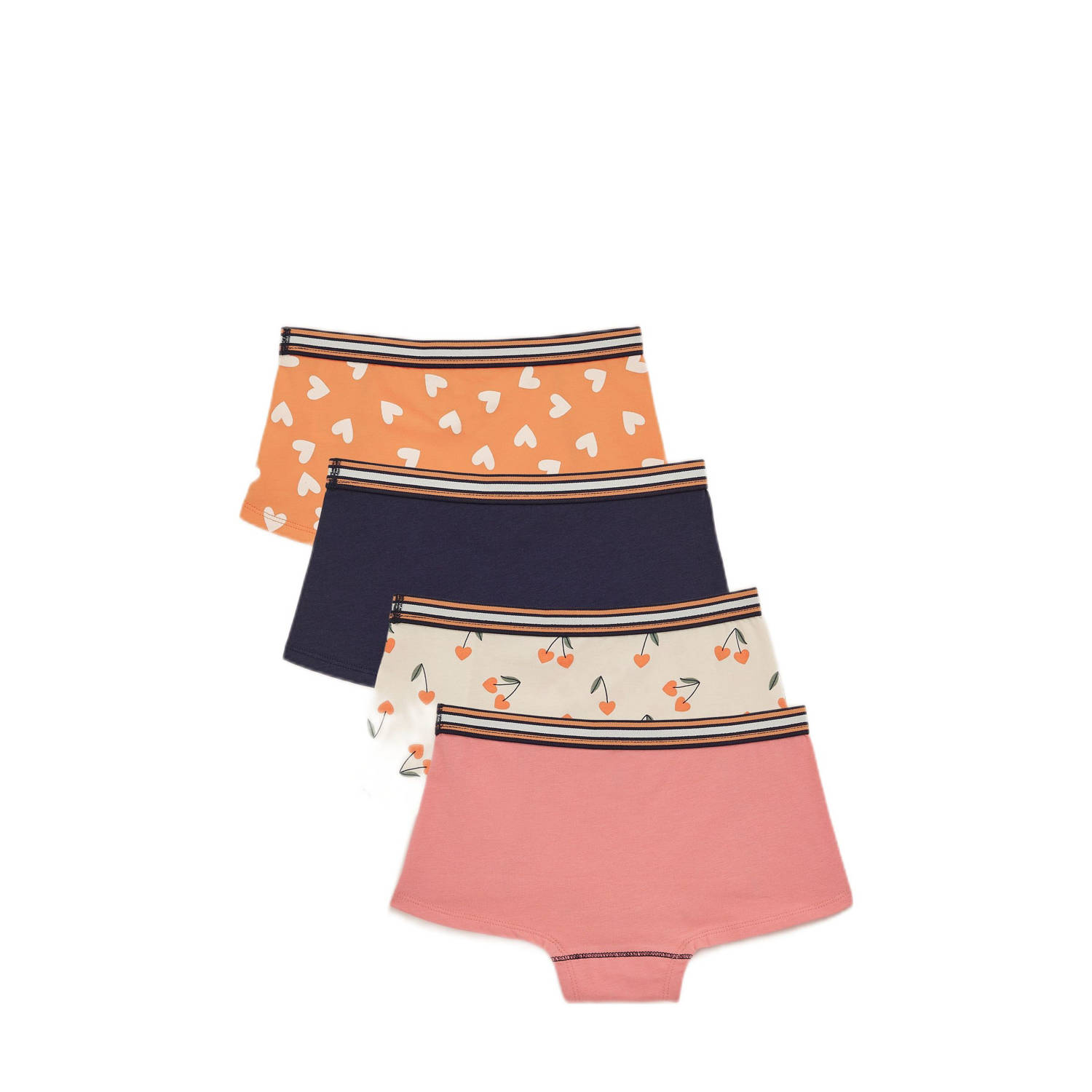 WE Fashion hipster set van 4 oranje donkerblauw roze