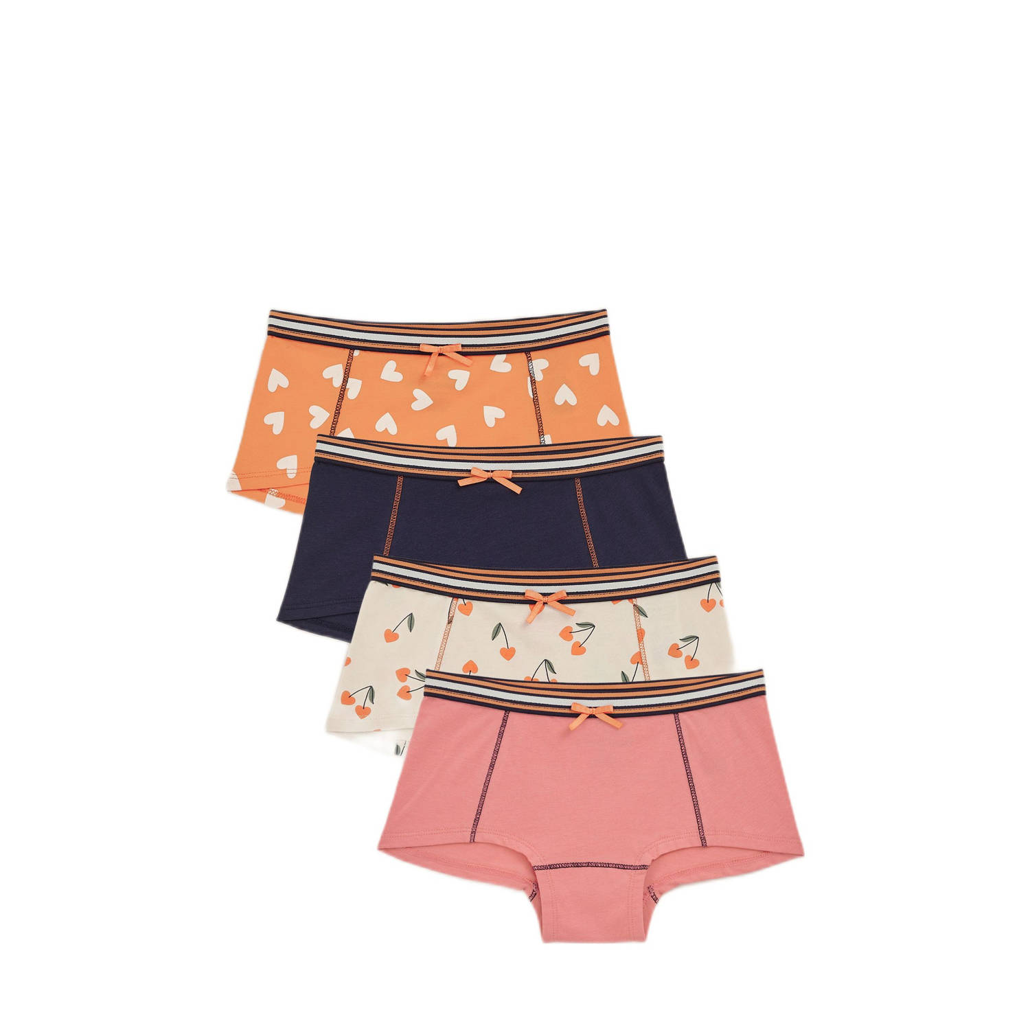 WE Fashion hipster set van 4 oranje donkerblauw roze