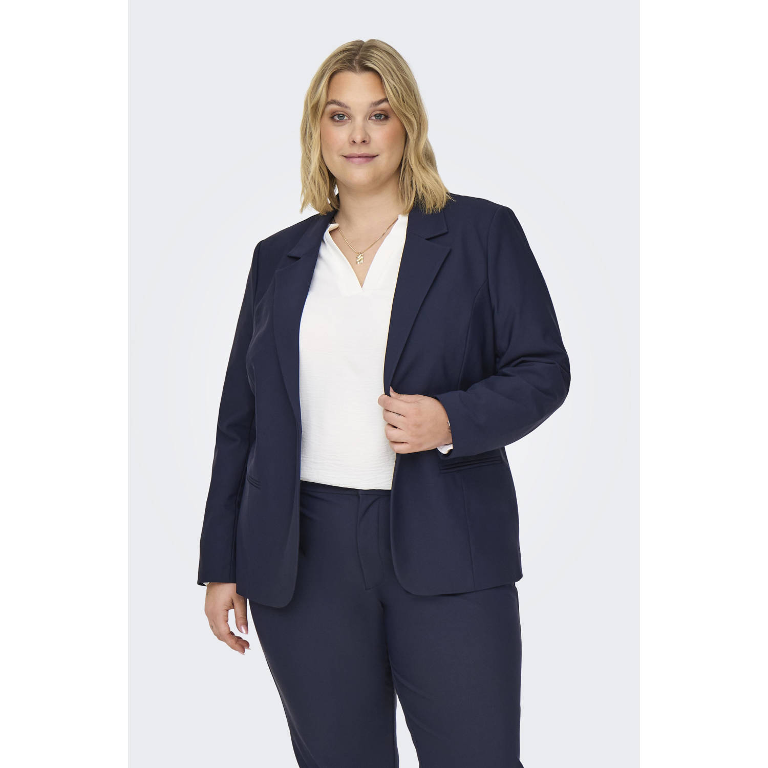 ONLY CARMAKOMA regular blazer donkerblauw