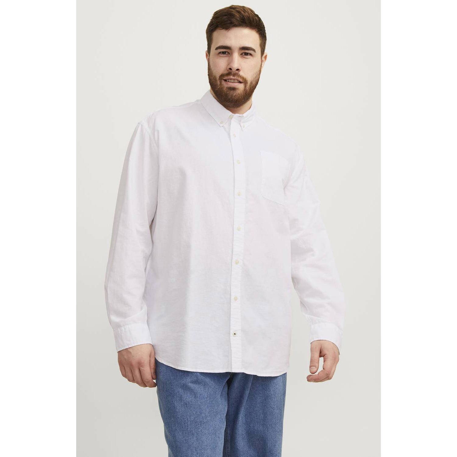 JACK & JONES PLUS SIZE casual overhemd wit