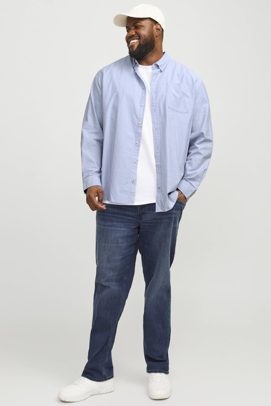 JACK & JONES PLUS SIZE casual overhemd lichtblauw