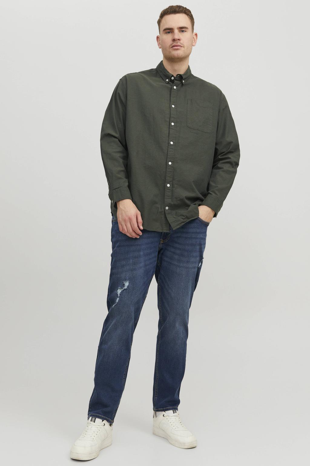 JACK & JONES PLUS SIZE casual overhemd donkergroen