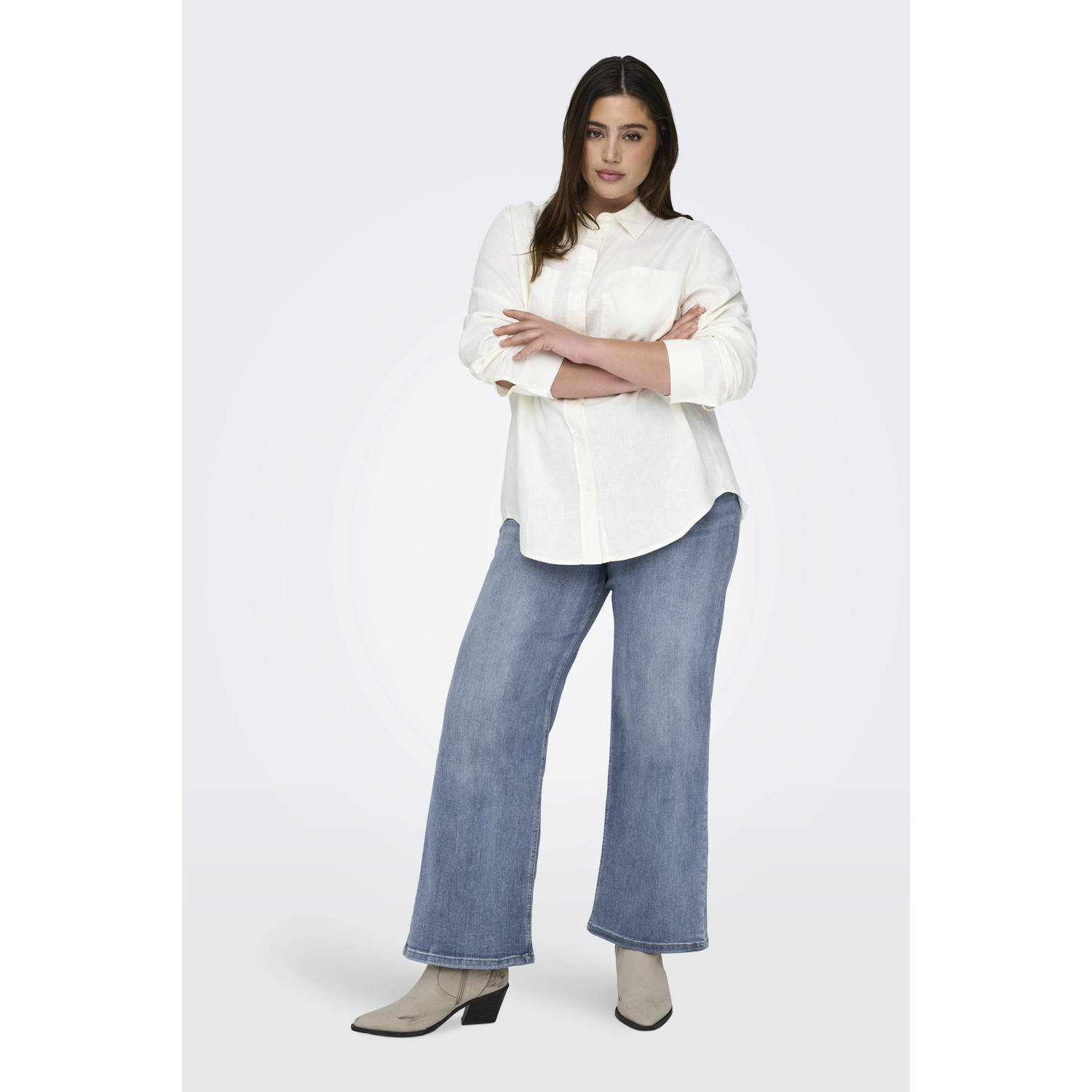 ONLY CARMAKOMA high waist wide leg jeans light blue denim