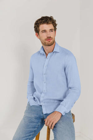 linnen casual overhemd blauw