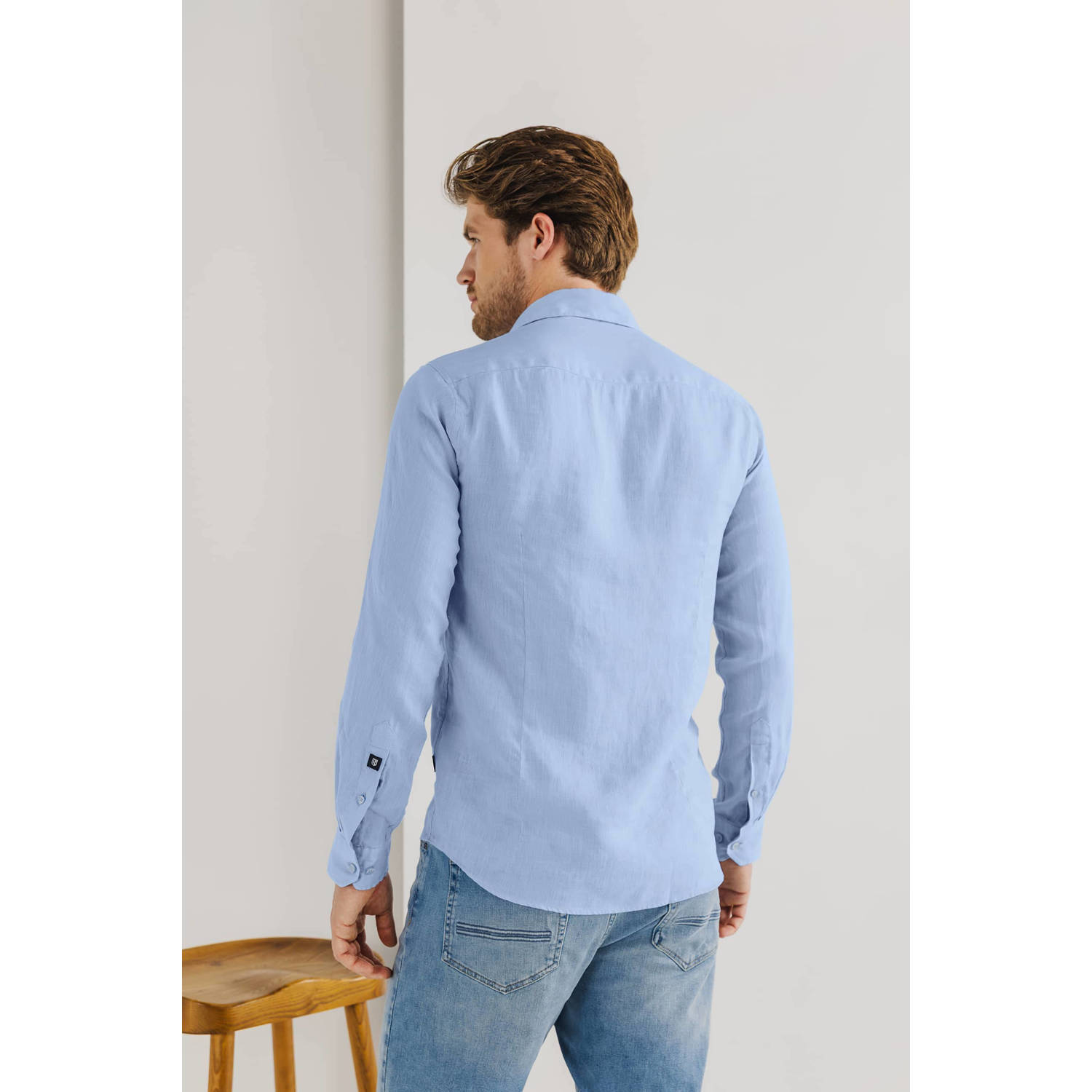 State of Art linnen casual overhemd blauw