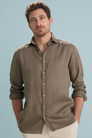linnen casual overhemd bruin