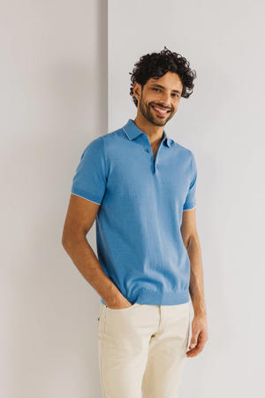 regular polo gebreid blauw