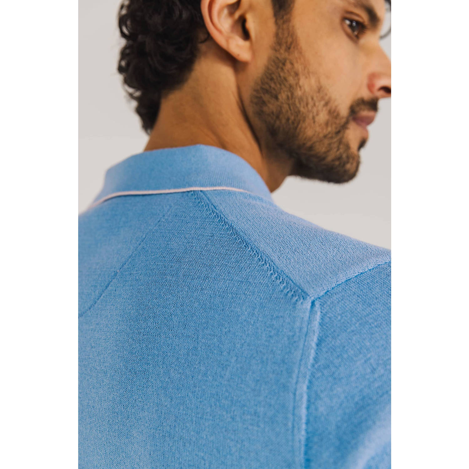 State of Art regular polo gebreid blauw