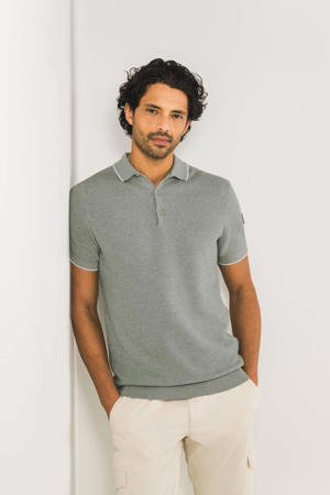 regular polo gebreid grijsgroen