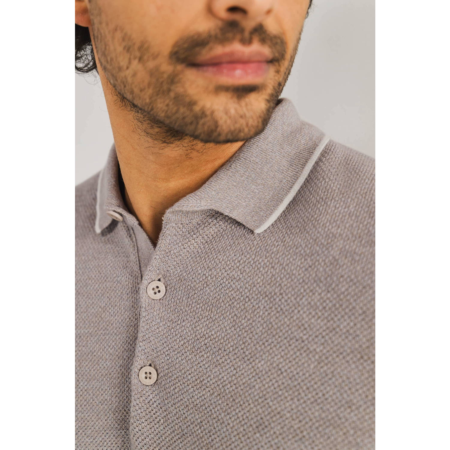 State of Art regular polo gebreid beige