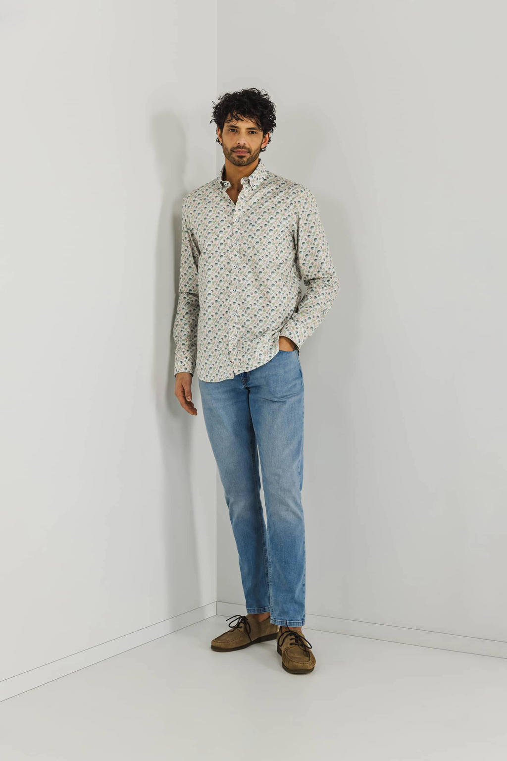 Overhemd Asymmetrisch Katoen-linnen Knoopsluiting Button-Down