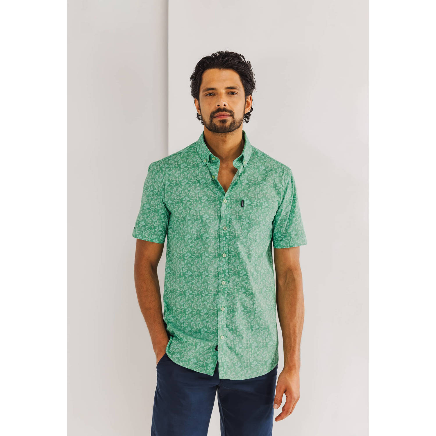 State of Art Short Sleeve Overhemd Leafs Groen
