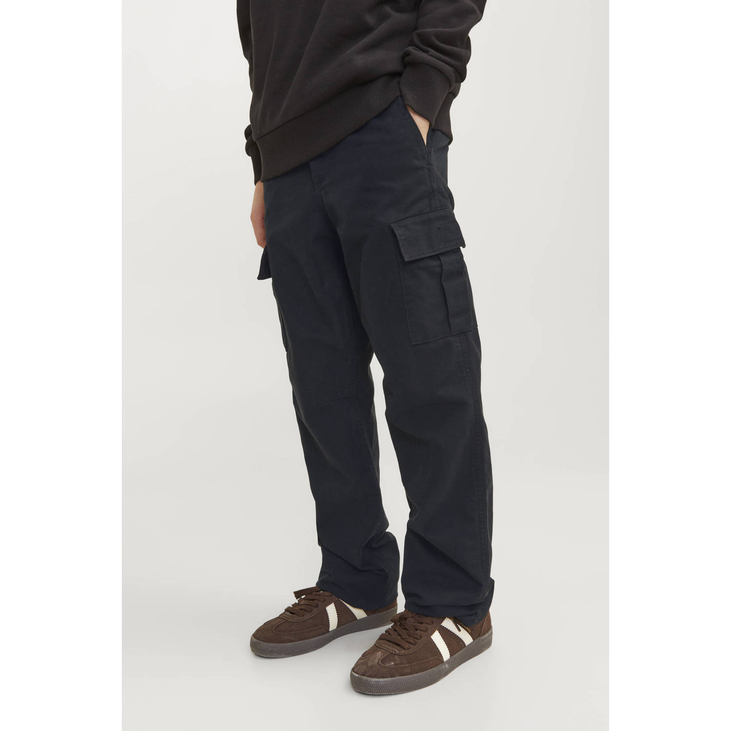 JACK & JONES JUNIOR relaxed cargo broek zwart