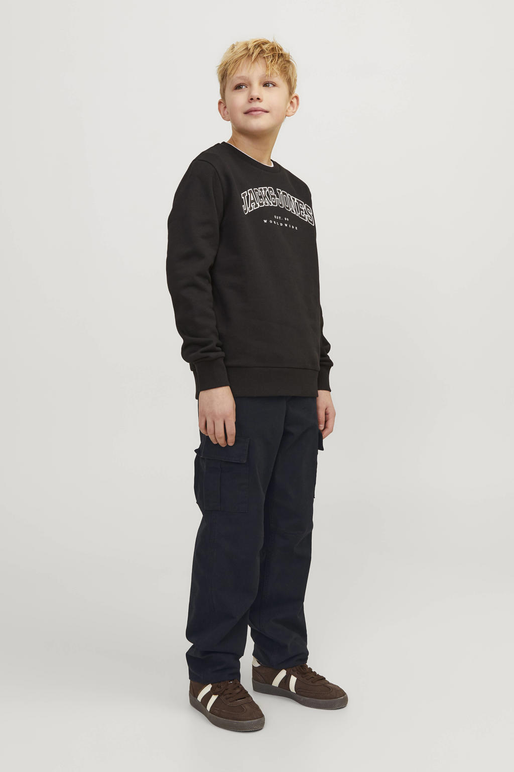 JACK & JONES JUNIOR relaxed cargobroek zwart