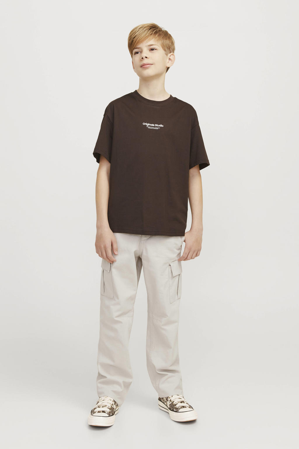 JACK & JONES JUNIOR relaxed cargobroek ecru