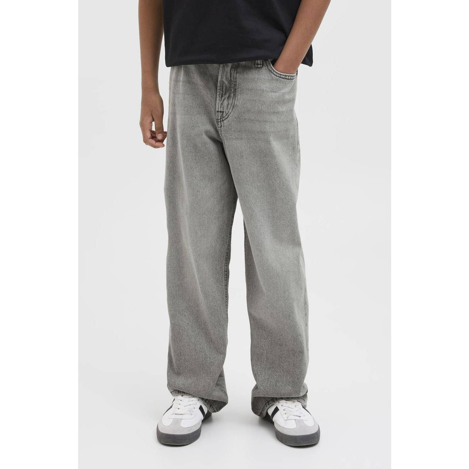 JACK & JONES JUNIOR loose  waist loose fit jeans grey denim