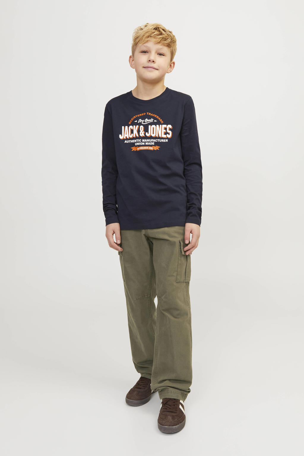 JACK & JONES JUNIOR relaxed cargobroek olijfgroen