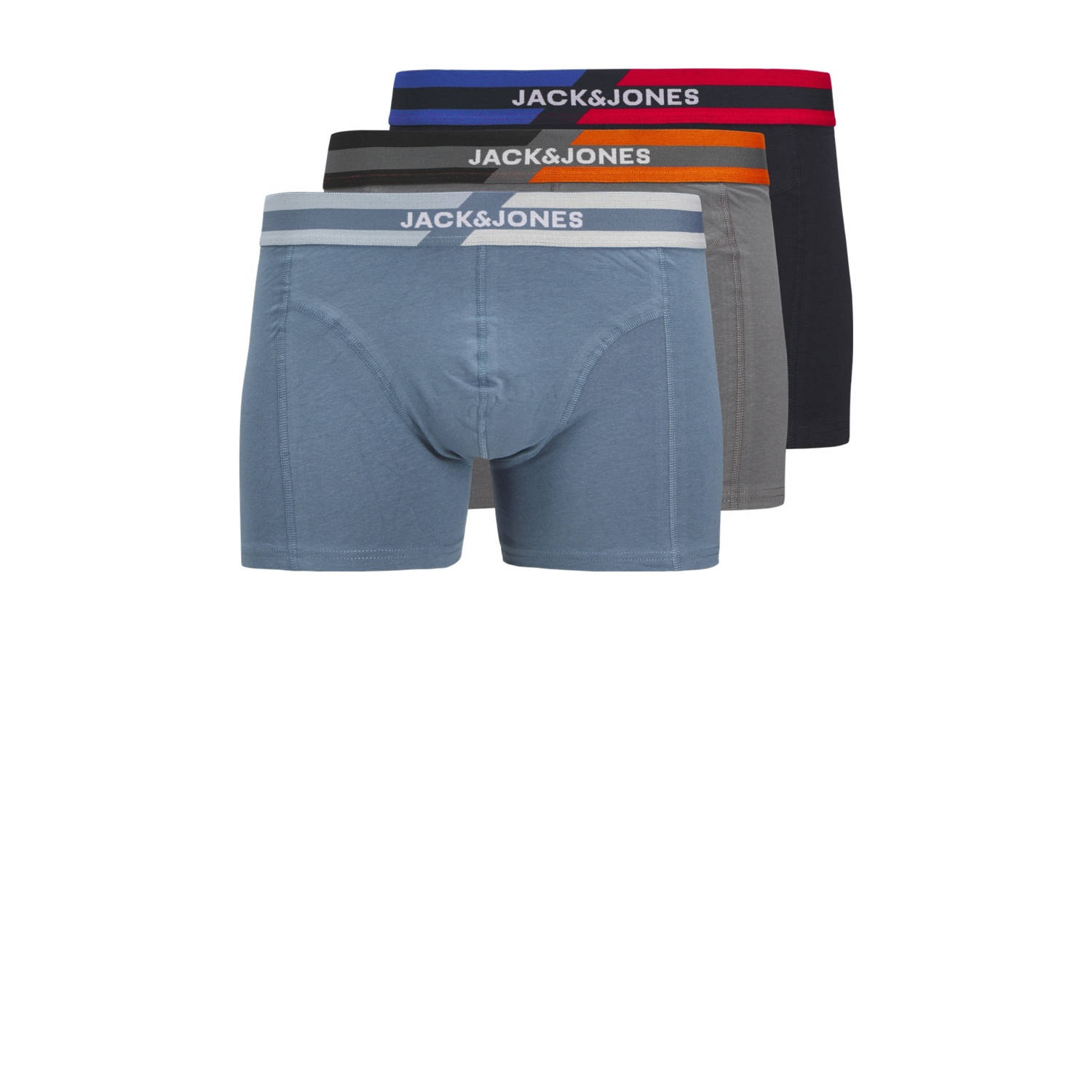 JACK & JONES JUNIOR boxershort JACSTEVE set van 3 blauw donkerblauw grijs