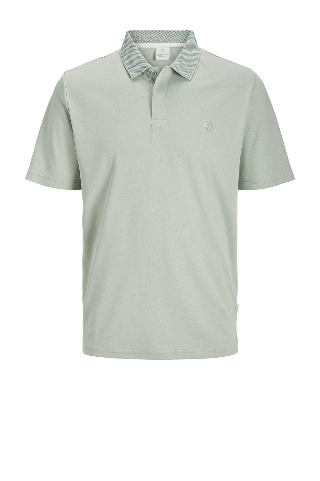 Grijze jongens JACK & JONES JUNIOR polo van katoen met effen, korte mouwen en knoopsluiting