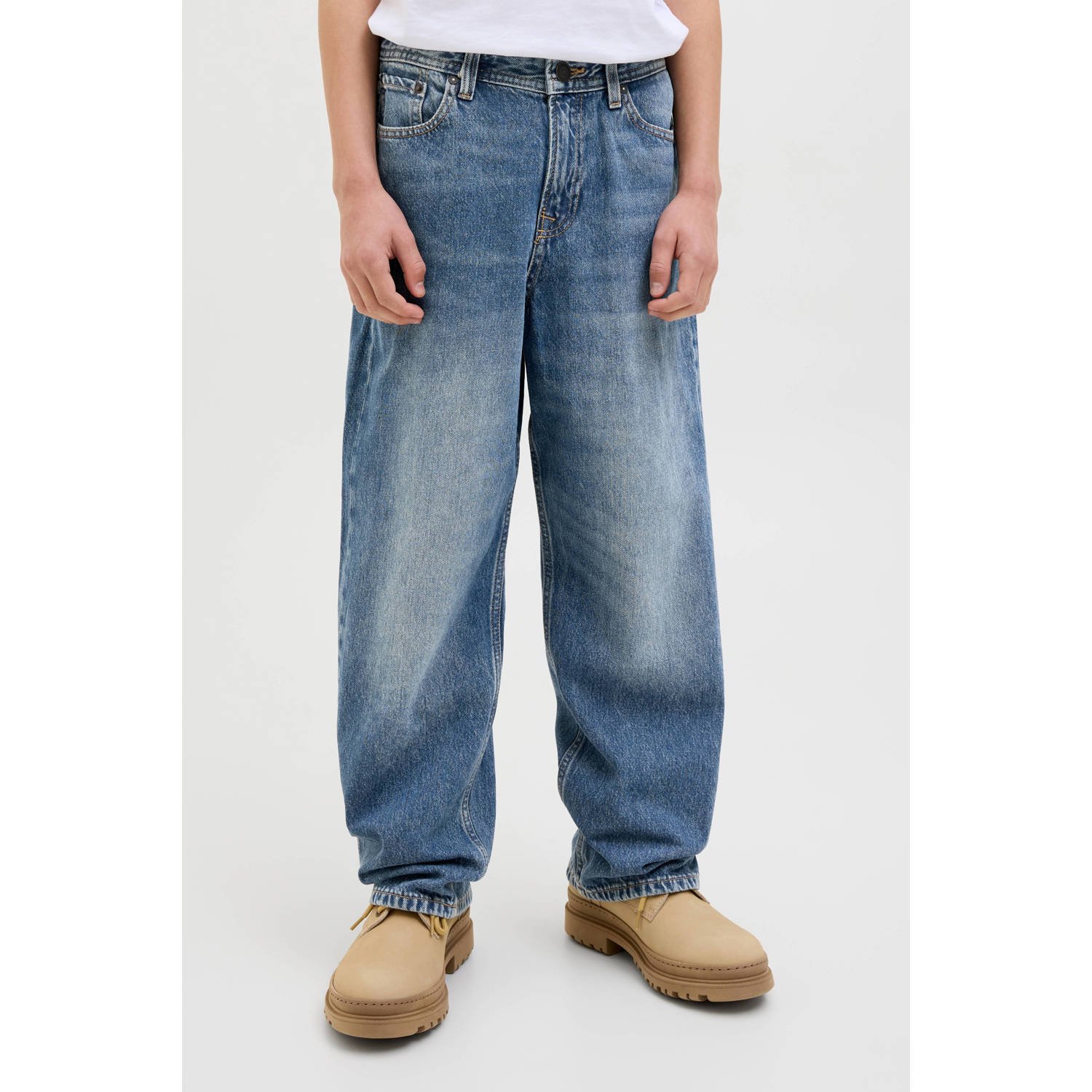 JACK & JONES JUNIOR high waist loose fit jeans medium blue denim