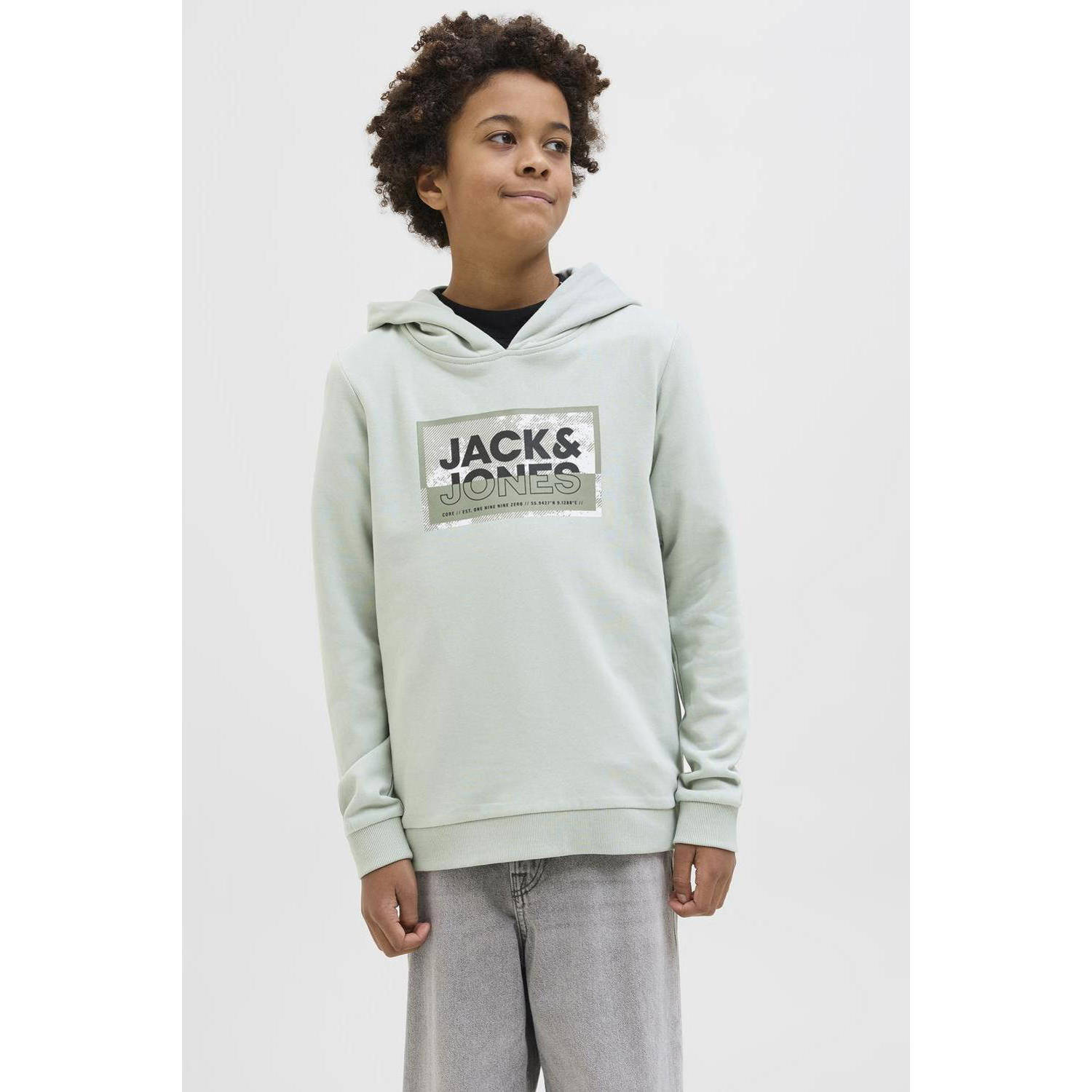 JACK & JONES JUNIOR hoodie licht grijsgroen