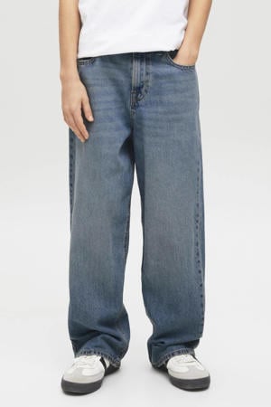 high waist extra baggy fit jeans dark blue denim