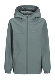 thumbnail: Grijze jongens JACK & JONES JUNIOR softshell jas met effen, lange mouwen, capuchon en ritssluiting