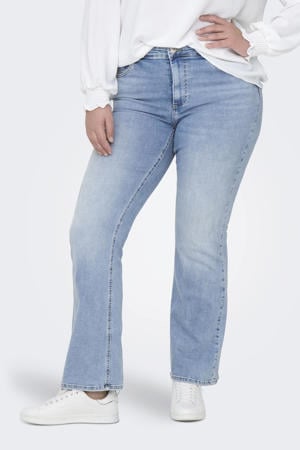high waist flared jeans light blue denim