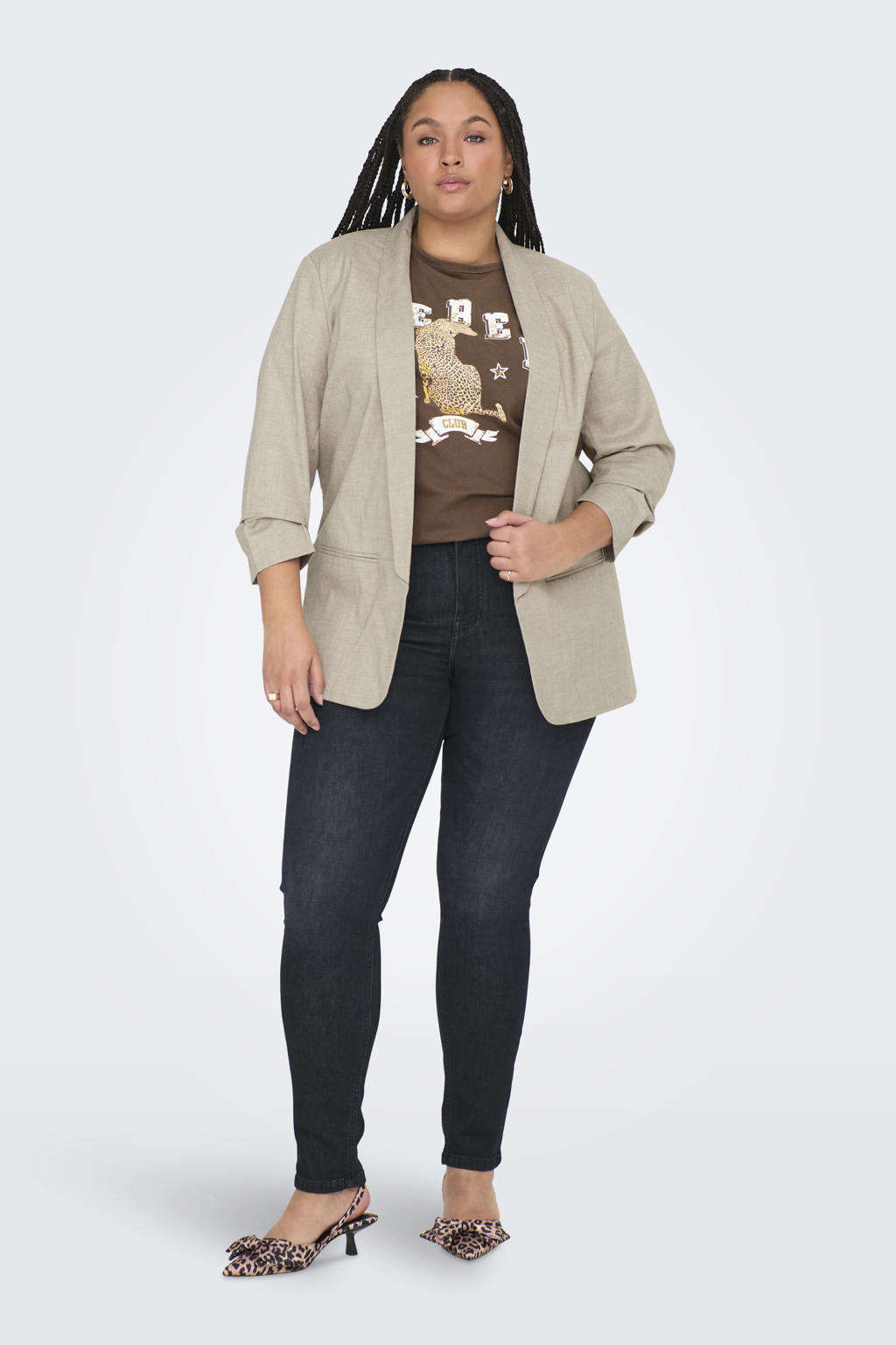ONLY CARMAKOMA regular blazer lichtgrijs