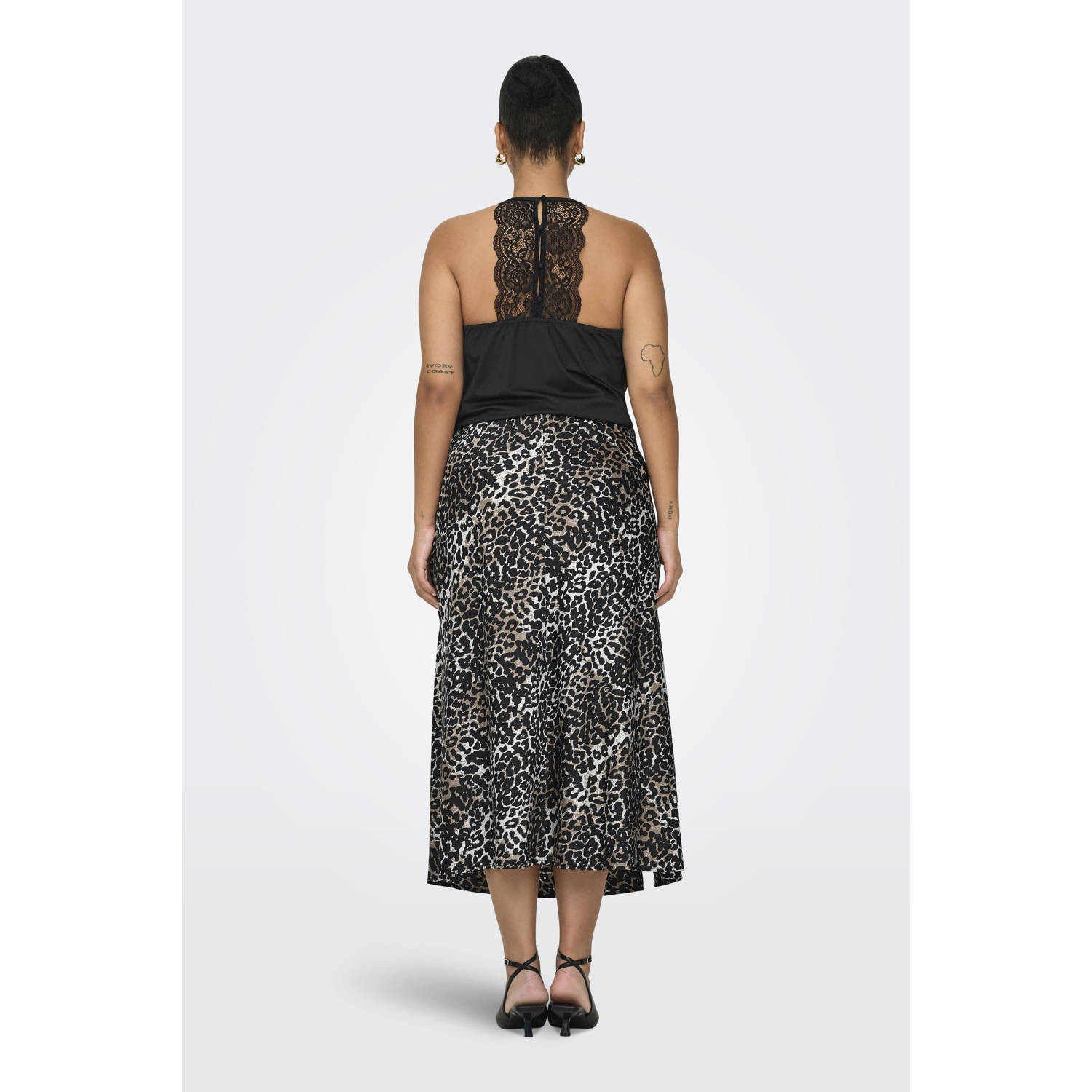 ONLY CARMAKOMA midi rok bruin