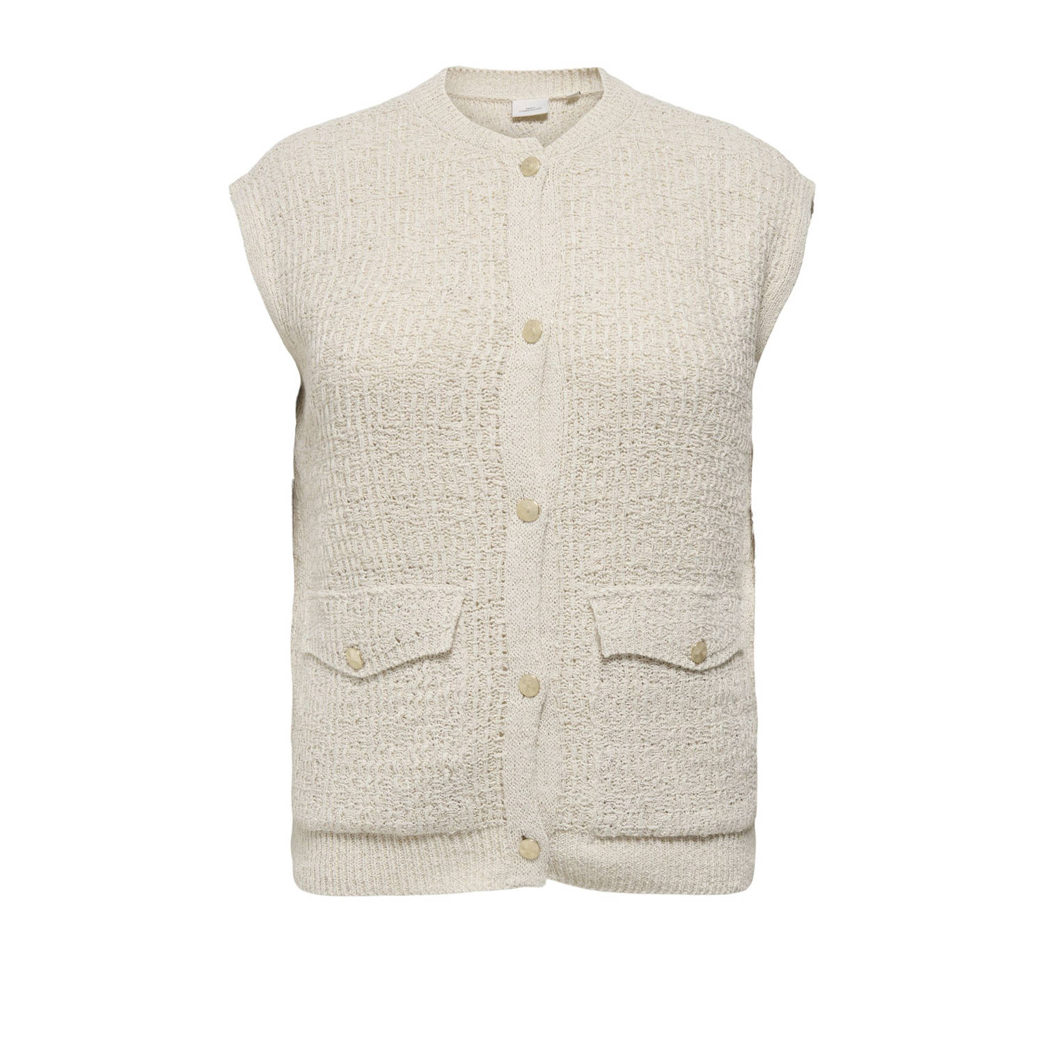 Only Carmakoma Glitter Berken Zilver Gebreid Vest Beige Dames