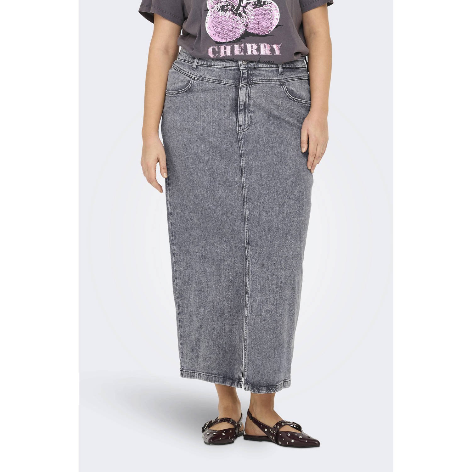 ONLY CARMAKOMA spijkerrok grey denim
