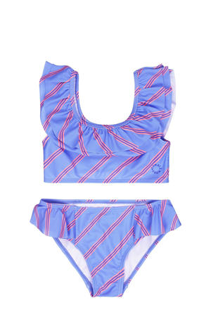 crop bikini met ruches lila/roze