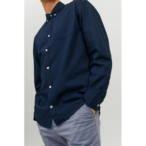 JACK & JONES ESSENTIALS casual overhemd donkerblauw afbeelding