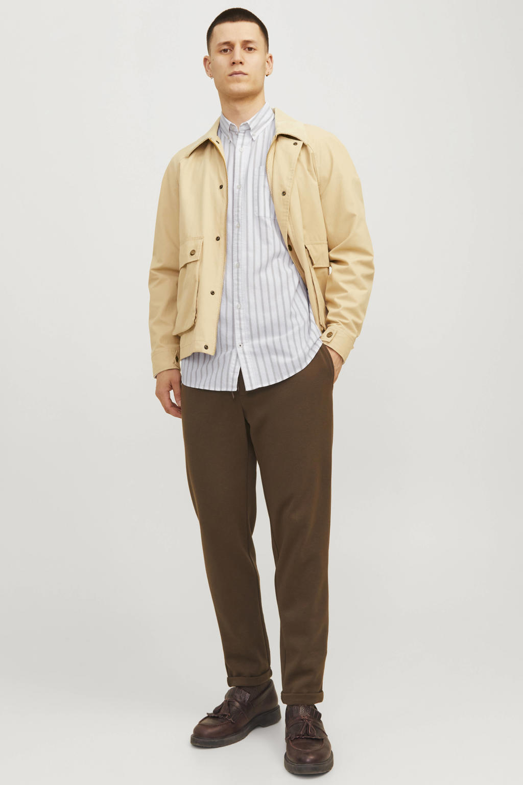 JACK & JONES ESSENTIALS zakelijk overhemd grijs